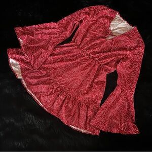 Red Polka Dot Bell Sleeve Dress